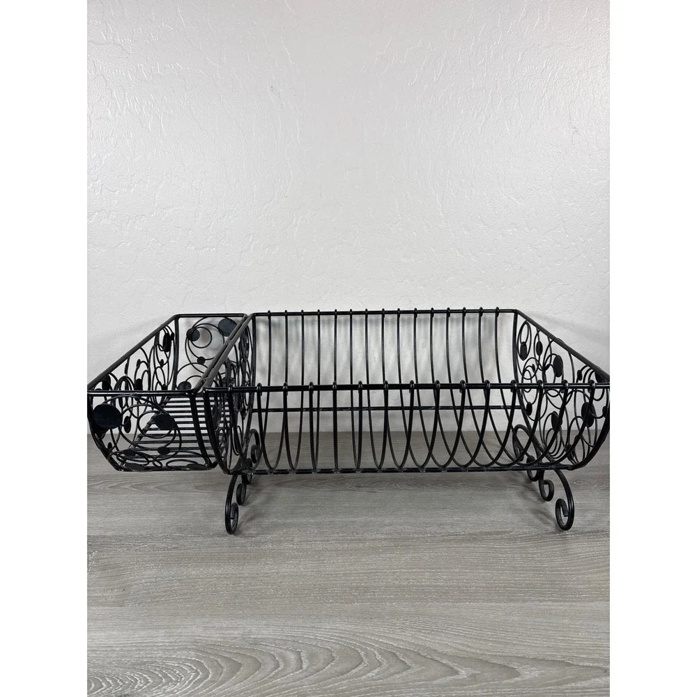 Vintage Black Wire Dish Rack -French Country Kitchen Draining Board Wrought Iron